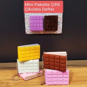 4x5 cm plastik 2 adet Kompakt Çiftli Çikolata Not Defteri