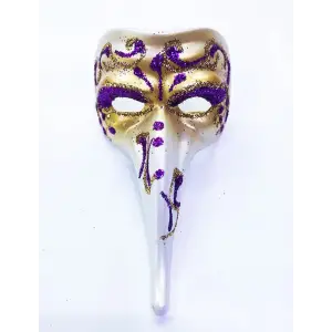 Maske Mor Renk İşlemeli Seramik Malzemeden İmal Venedik Uzun Magnet