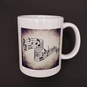 8 X 10 Cm Seramik Bardak Müzik Notaları Tasarımlı Kupa