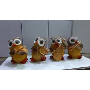 4 adet Müzisyen Baykuşlar Biblo 4lü Set
