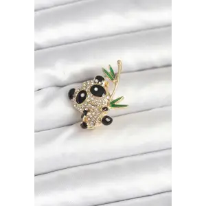 Pirinç Panda tasarım Broş