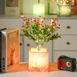 3 adet Kullanıma Uygun Pembe Saksılı LED Yapay Çiçek