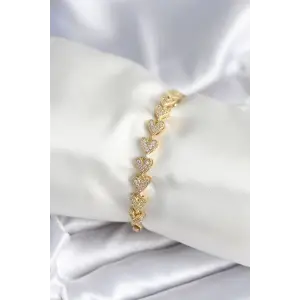 Kadın Bileklik Pirinç Gold Renk Kalp Model