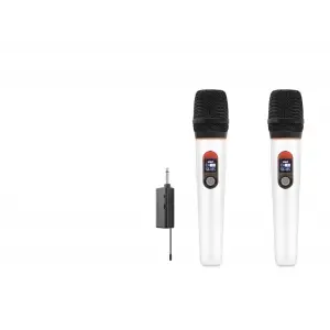 6.35 Mm Ölçülü Profesyonel Kablosuz Uhf 2 Mikrofonlu Set Beyaz B