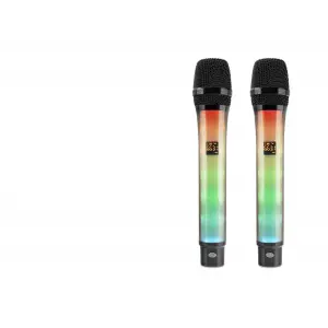 Profesyonel Kablosuz Uhf 2 Mikrofonlu Set Rgb Siyah