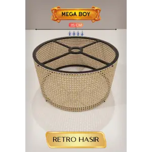 35 CM Ölçülü Retro Hasır Lambader Başlığı Mega Boy