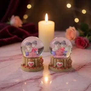 Kar Küresi Sevgili Çift Temalı Işıklı Mini