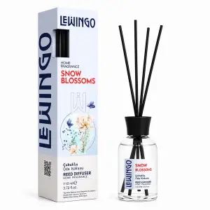 110 ml Ölçülü Snow Blossoms Bambu Çubuklu Oda Kokusu Cam Şişe