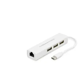 Type C 3.1 Hub Ethernet 4 Port Beyaz