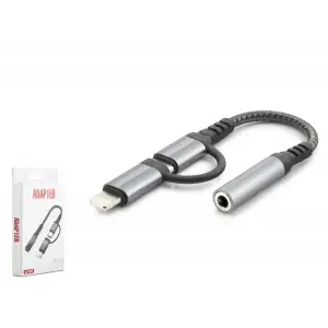 Type C + Lightning To 3.5 Mm Dişi Ses Kablosu Siyah