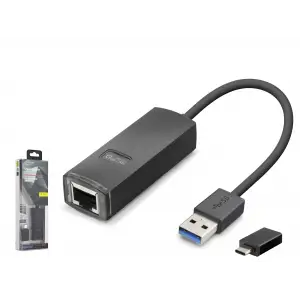 Adaptör Usb 3.1 Usb Type c Gen1 Ethernet Gigabit Siyah LAN03