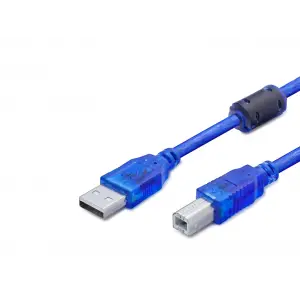 3 M Ölçülü Usb Printer Kablosu Şeffaf Mavi