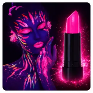 UV Neon Pembe Ruj Karanlıkta Parlayan Makyaj Boyası Çeşidi