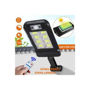 Kullanıma Uygun Uzaktan Kumandalı 160 Led Solar Bahçe Lambası