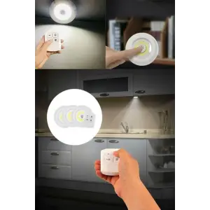 Plastik Uzaktan Kumandalı Yapışkanlı 3lü Led Spot Lamba