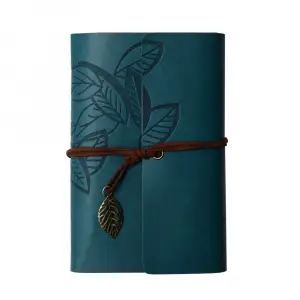18.5 Cm Eskitme Görünümlü Defter Yaprak Desenli Deri