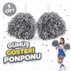 Kullanıma Uygun 1 Çift Gümüş Renk Okul Gösteri Ponponları Ekstra Dolgun
