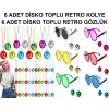 Kolye 12 Parça Renkli Disko Toplu Retro Parti Seti 6 + 6 Gözlük