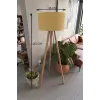 115 cm 3 Ayaklı Tripod Lambader Hardal Kumaş Başlık