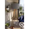 115 cm 3 Ayaklı Tripod Lambader Koyu Gri Kumaş Başlık