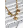 Kadın Kolye Çelik Gold Renk Charmlı Model