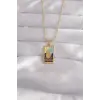 Kolye Çelik Gold Renk Karışık Mineli El Figür Tarot