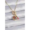 Kadın Kolye Çelik Gold Renk Makyaj Paleti Figür Charm Model