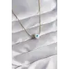 Kolye Çelik Gold Renk Mineli Nazar Model