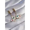 Küpe Çelik Gold Renk Renkli Mineli