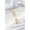 Kadın Bileklik Çelik Gold Renk Simli Model Ajda 65 mm