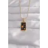 Kolye Çelik Gold Renk Siyah Mineli Yıldız Figür Tarot