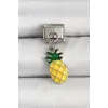 Çelik Gümüş Renk Ananas tasarım Nomination Charm