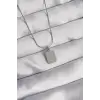Kolye Çelik Gümüş Renk Kare Charm Model