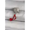 Çelik Gümüş Renk Kırmızı Nota tasarım Nomination Charm