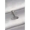 Tragus Piercing Çelik Gümüş Renk Mavi Zirkon Taşlı