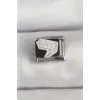 Çelik Gümüş Renk Siyah Beyaz Kuş İşlemeli Nomination Charm