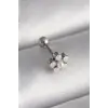 Tragus Piercing Çelik Gümüş Renk Zirkon Taşlı Çiçek Model