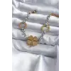Kadın Bileklik Çelik Mix Renk Zincir Model Yonca Figür