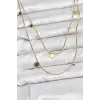 Kadın Kolye Çelik Zincir Gold Renk Pullu
