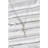 Kadın Kolye Çelik Zincir Gümüş Renk Yonca Model