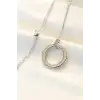 Kolye Çelik Zirkon Taşlı Çift Renkli