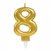 10 Cm 1 Adet 8 Rakam Mum Gold Renk
