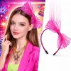 1 Adet 80’ler 90’lar Neon Pembe Dantel Taç Fiyonklu