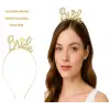 Kullanıma Uygun Altın Renkli Taşlı “Bride” Gelin Tacı