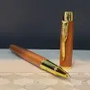 Defter Altın Şeritli Taba Deri Kahverengi Roller Kalem Kutulu Özel Hediye Seti