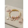 Kadın Bileklik Ay Yıldız ve Kalp Model Pembe Charmlı