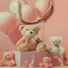 Kullanıma Uygun Ayıcık Desenli Pembe küçük Karton Hediye Çantası