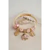 Bileklik Balık Charmlı Pembe Renk Gold