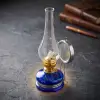 Kullanıma Uygun Cam Gaz Lambası Mavi Nostaljik Tasarım Dekoratif Aydınlatma