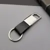 8 cm Kullanıma Uygun Deri Siyah Gümüş Metal Anahtarlık